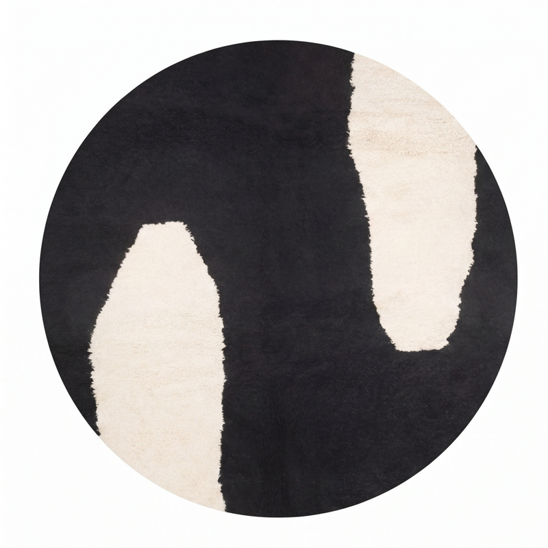 Tapis berbère rond noir écru - Sur mesure