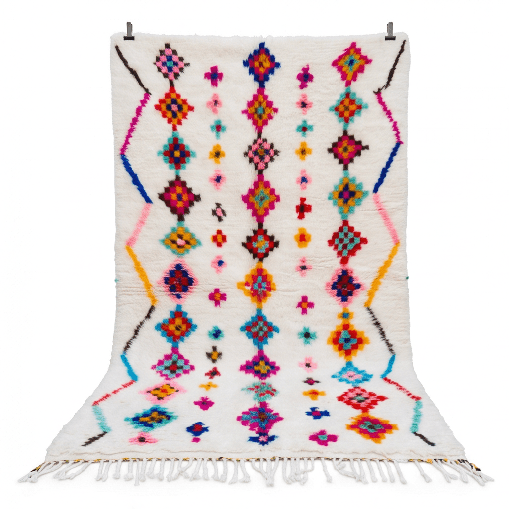Tapis Azilal à losanges fleuris
