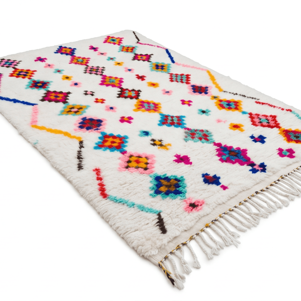 Tapis Azilal à losanges fleuris