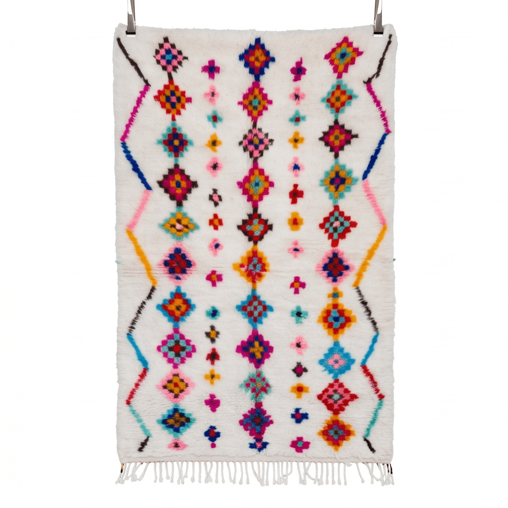 Tapis Azilal à losanges fleuris