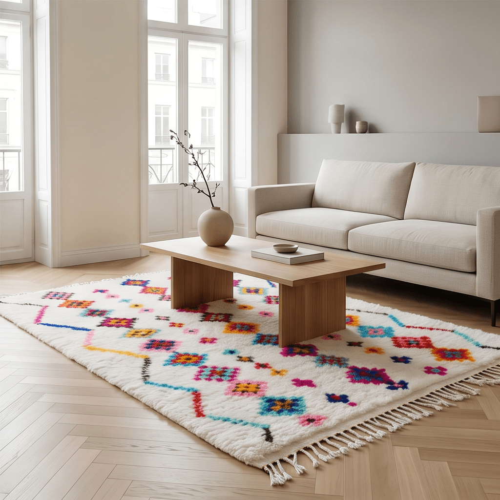 Tapis Azilal à losanges fleuris