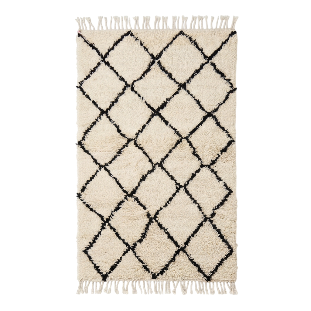 Petit tapis Béni Ouarain losanges noirs