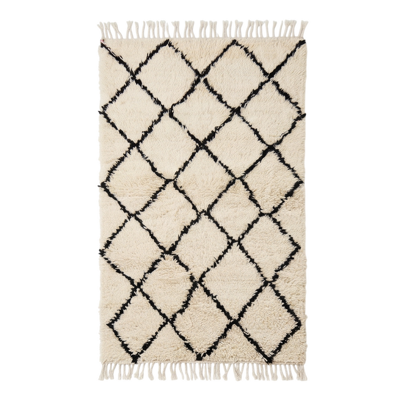 Petit tapis Béni Ouarain losanges noirs