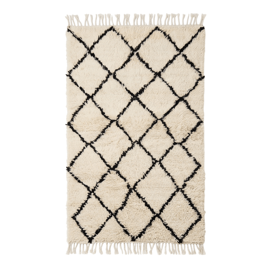 Petit tapis Béni Ouarain losanges noirs
