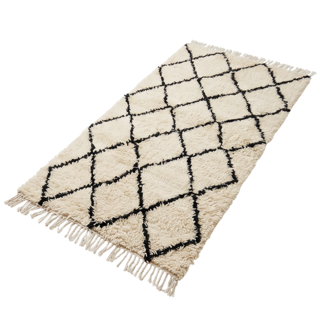 Petit tapis Béni Ouarain losanges noirs