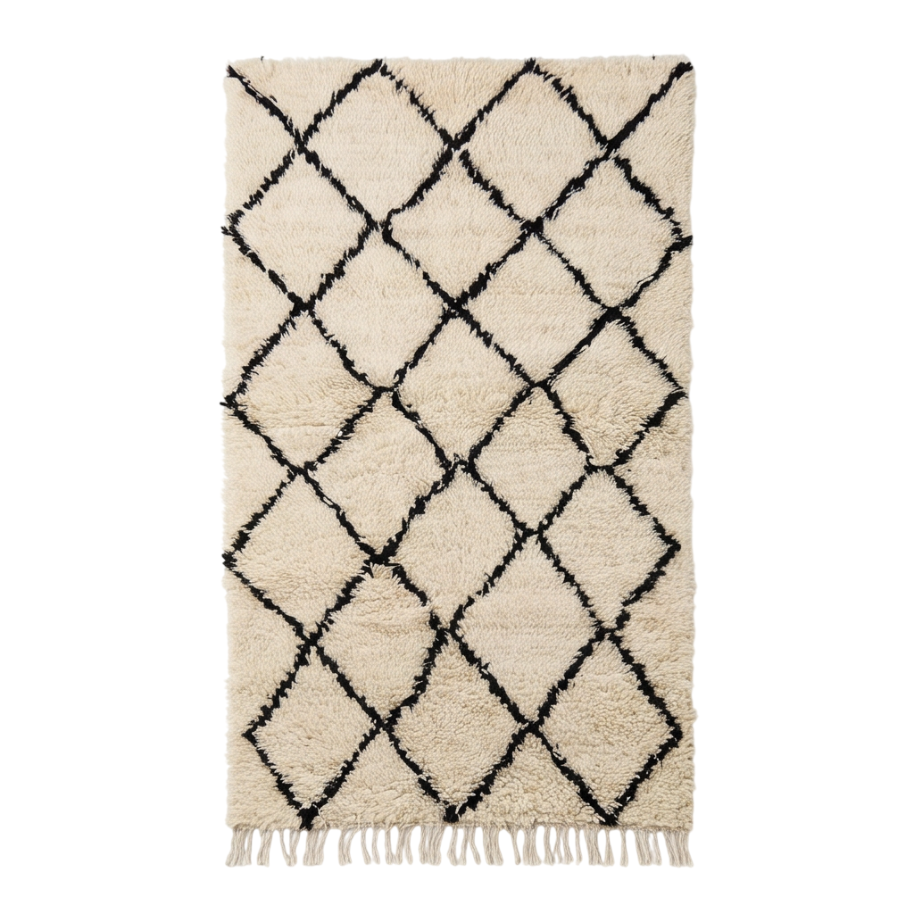Petit tapis Béni Ouarain losanges noirs