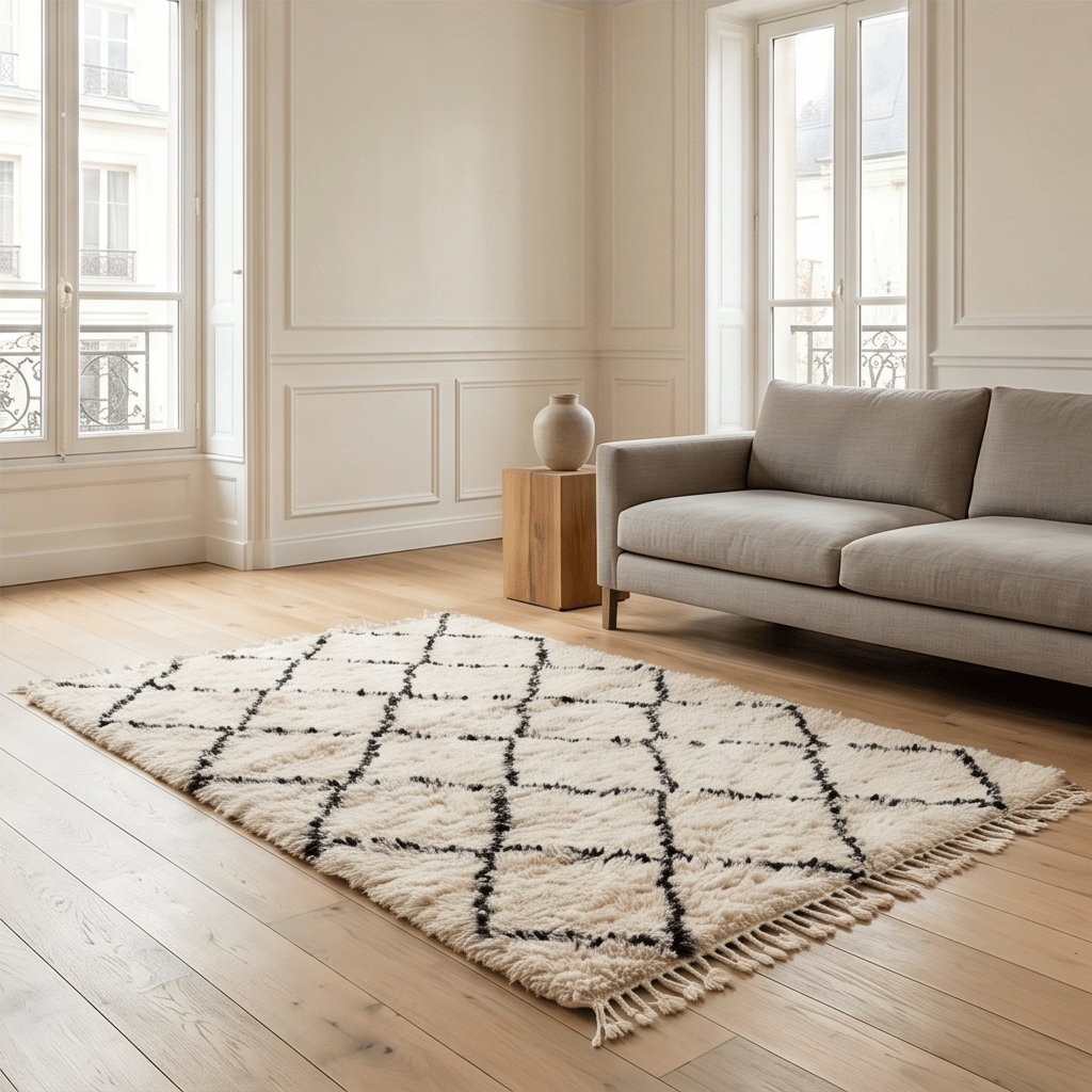 Petit tapis Béni Ouarain losanges noirs