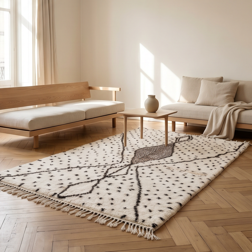 Tapis berbère Azilal à pois noirs