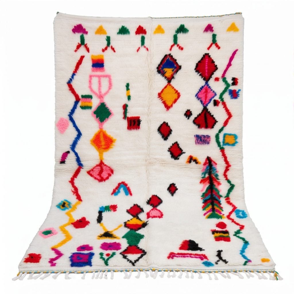 Tapis Azilal à symboles multicolores