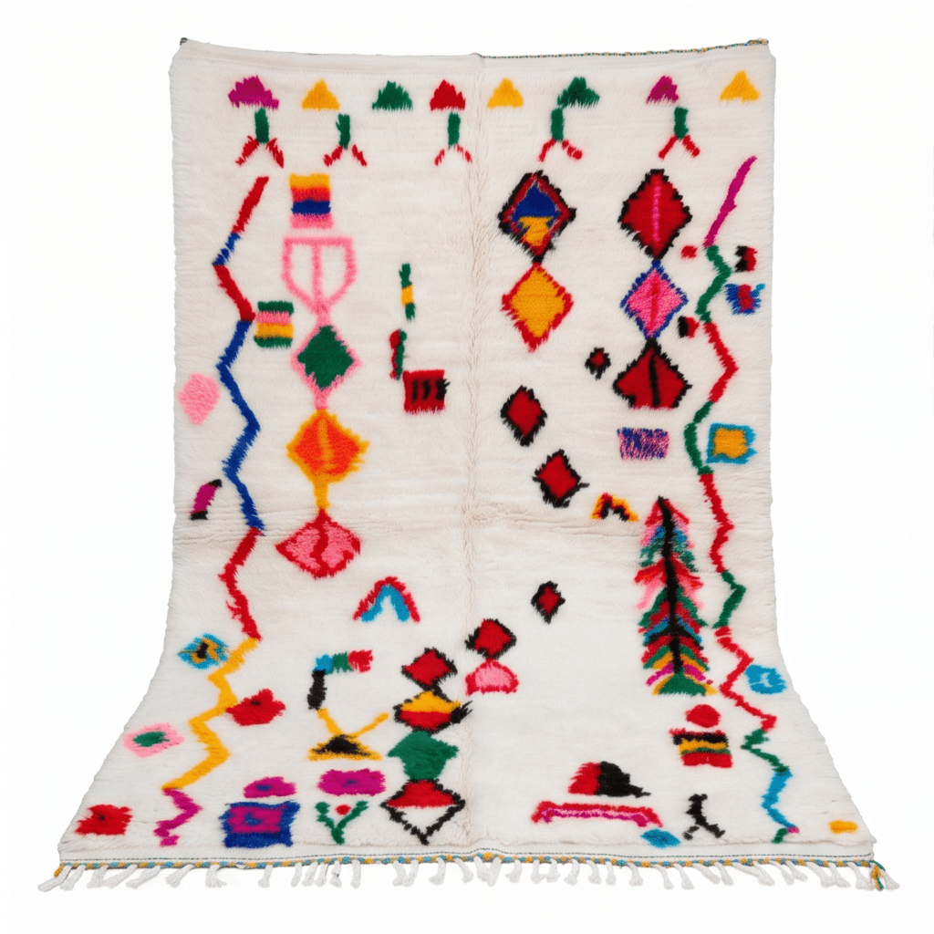 Tapis Azilal à symboles multicolores
