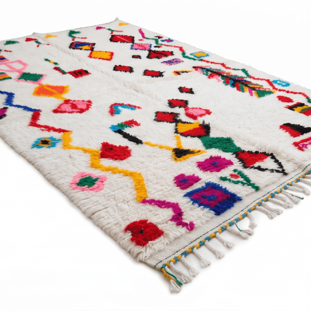 Tapis Azilal à symboles multicolores