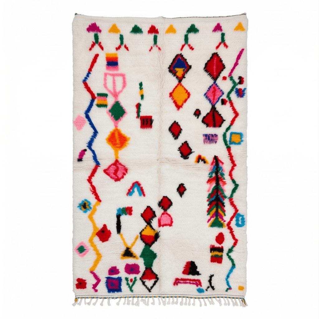 Tapis Azilal à symboles multicolores