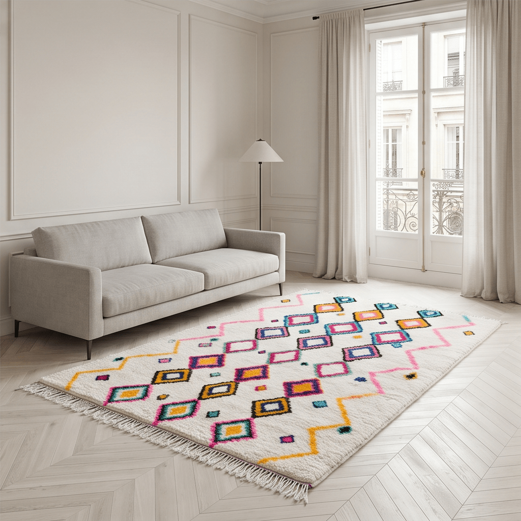 Tapis Azilal à losanges colorés