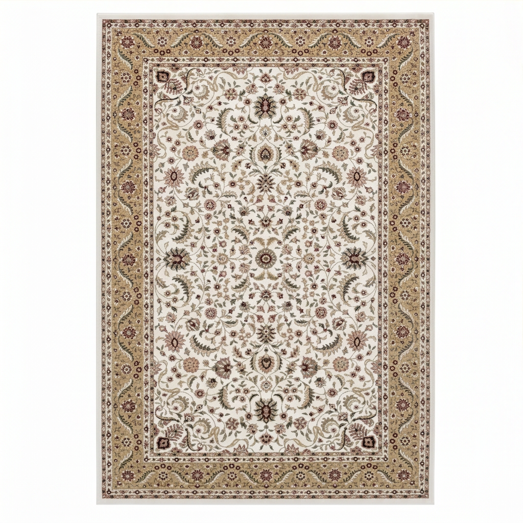 Tapis persan crème doré Lara - Laine
