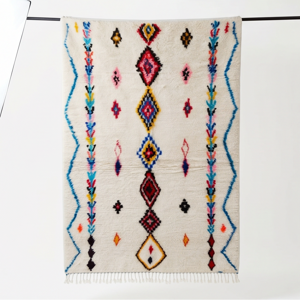 Tapis berbère Azilal motifs joyeux