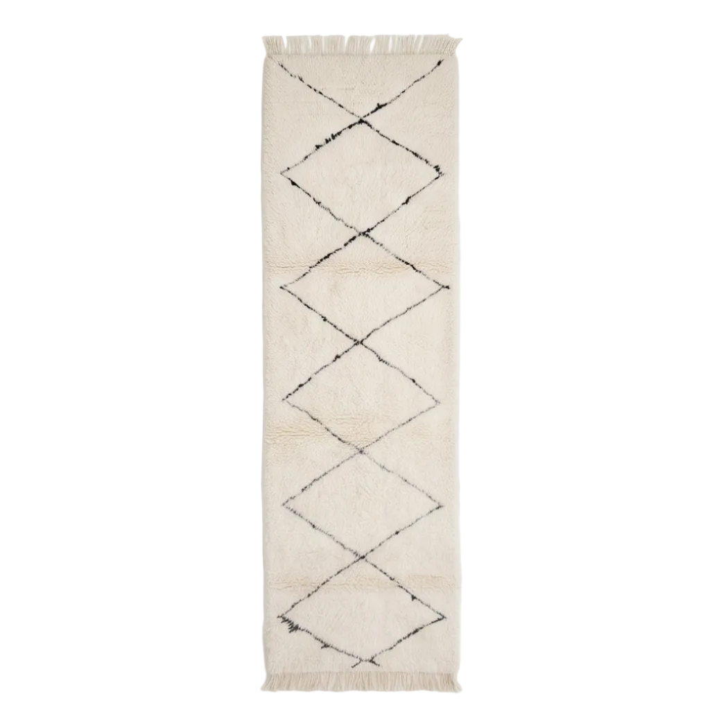 Tapis couloir Beni Ouarain à losanges - Sur mesure