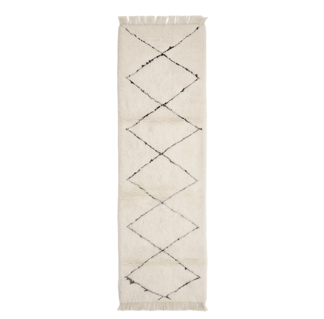 Tapis couloir Beni Ouarain à losanges - Sur mesure