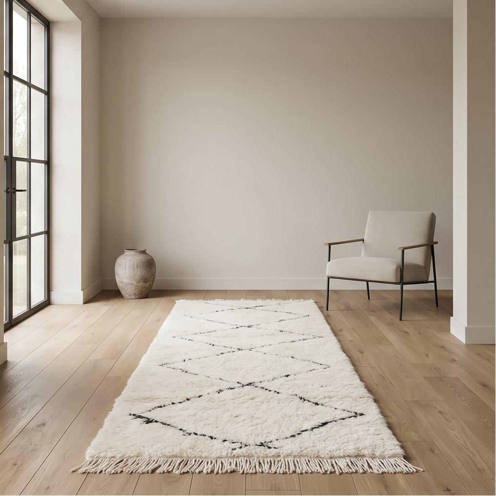 Tapis couloir Beni Ouarain à losanges - Sur mesure