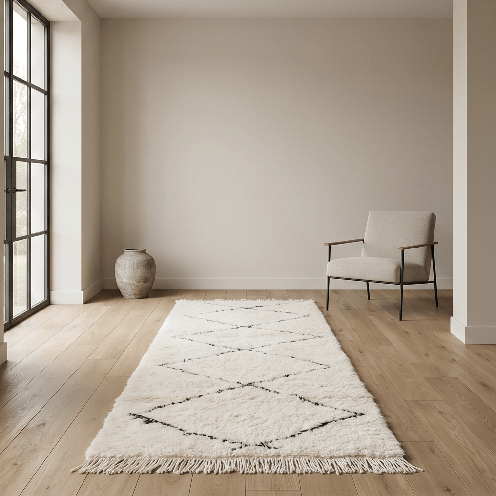 Tapis couloir Beni Ouarain à losanges - Sur mesure