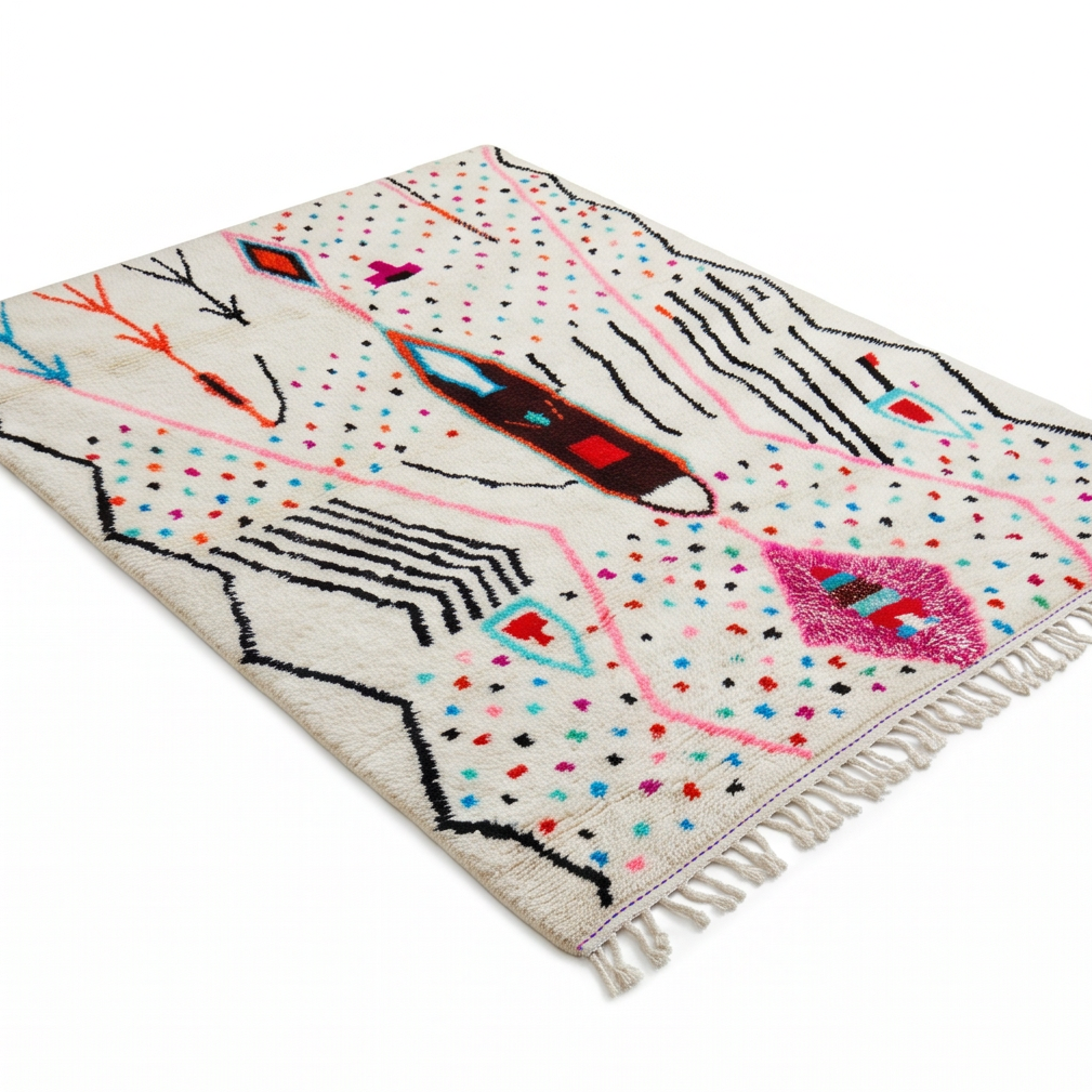 Grand Tapis Azilal pois colorés 200x300 cm