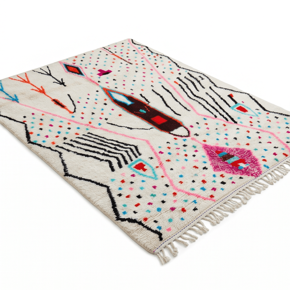 Grand Tapis Azilal pois colorés 200x300 cm