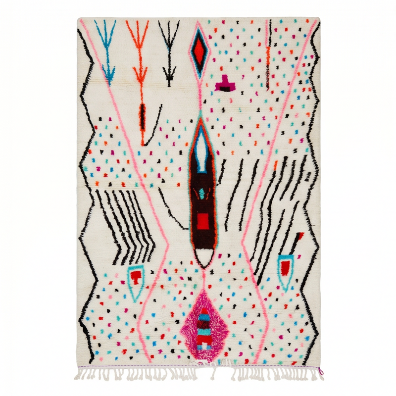 Grand Tapis Azilal pois colorés 200x300 cm