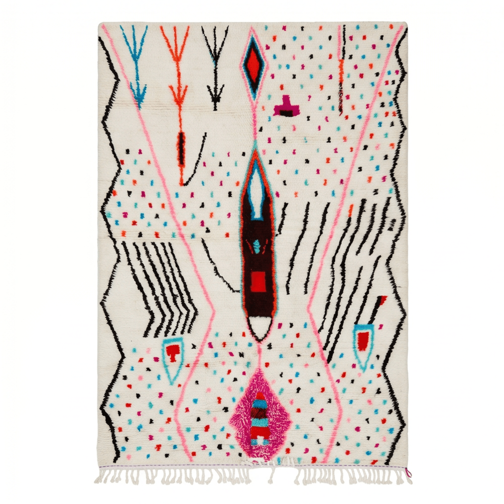 Grand Tapis Azilal pois colorés 200x300 cm