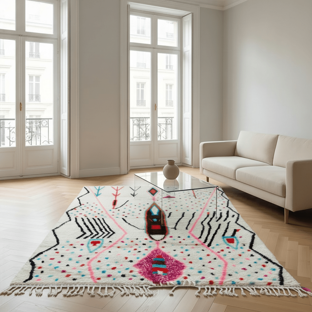 Grand Tapis Azilal pois colorés 200x300 cm
