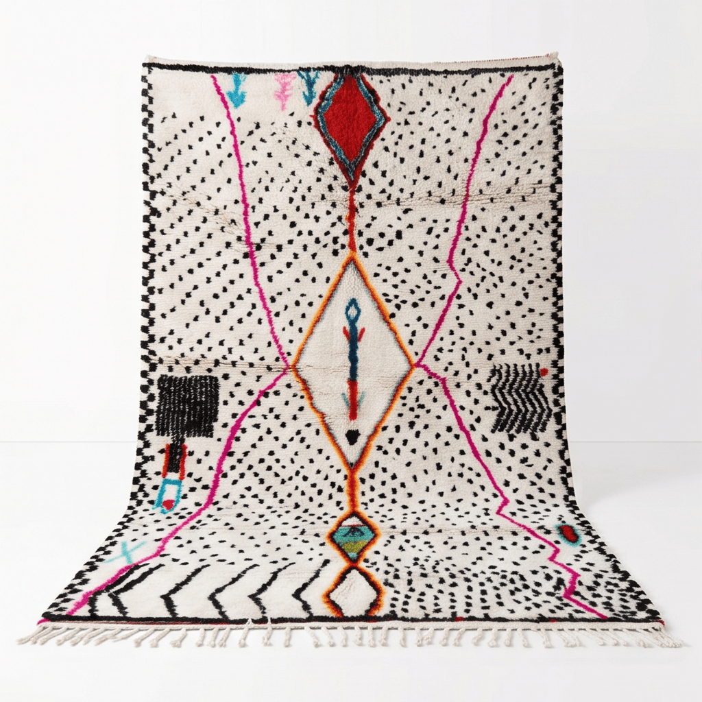 Tapis Azilal points noirs et médaillons colorés