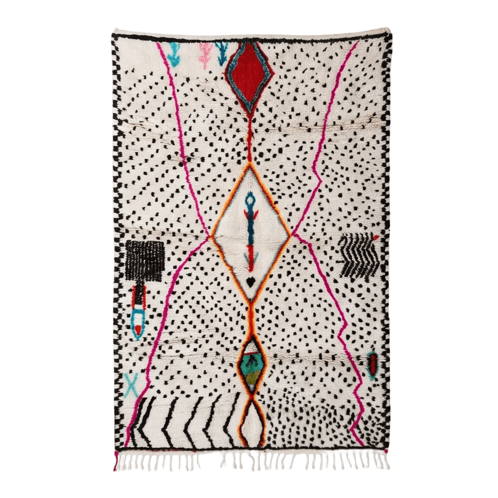 Tapis Azilal points noirs et médaillons colorés