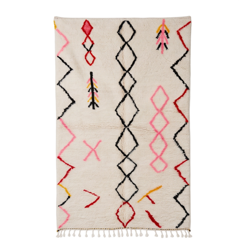 Tapis Azilal symboles tribaux multicolores