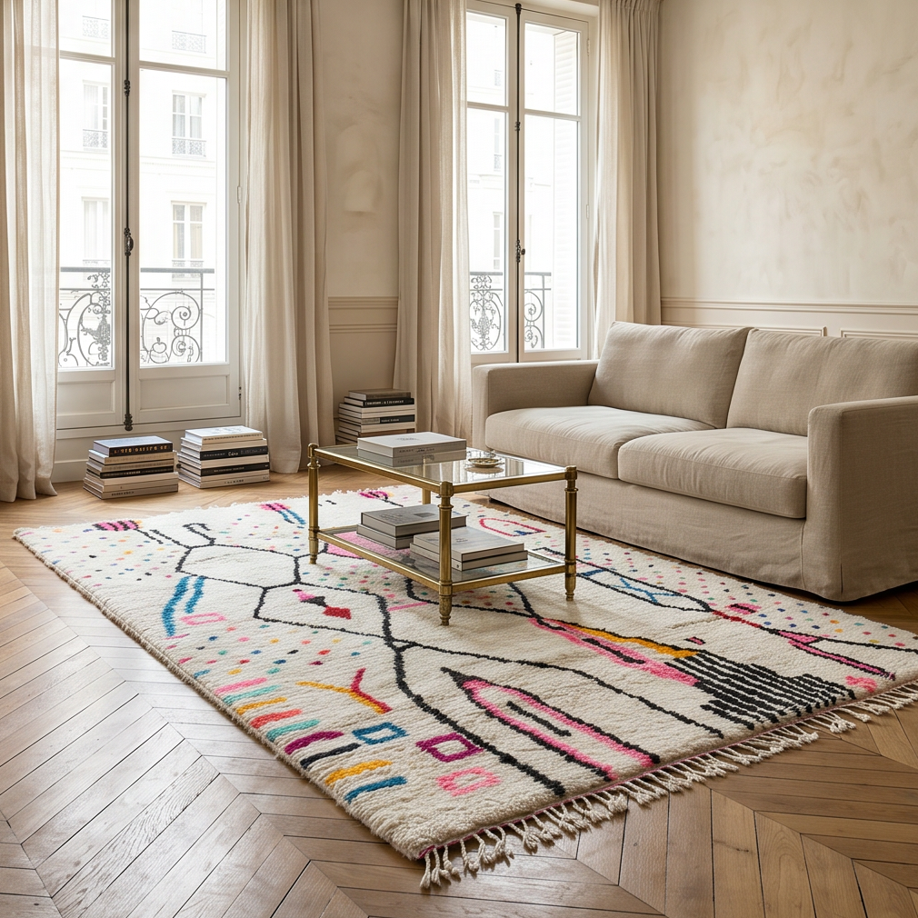 Grand tapis Azilal coloré 200x300 cm