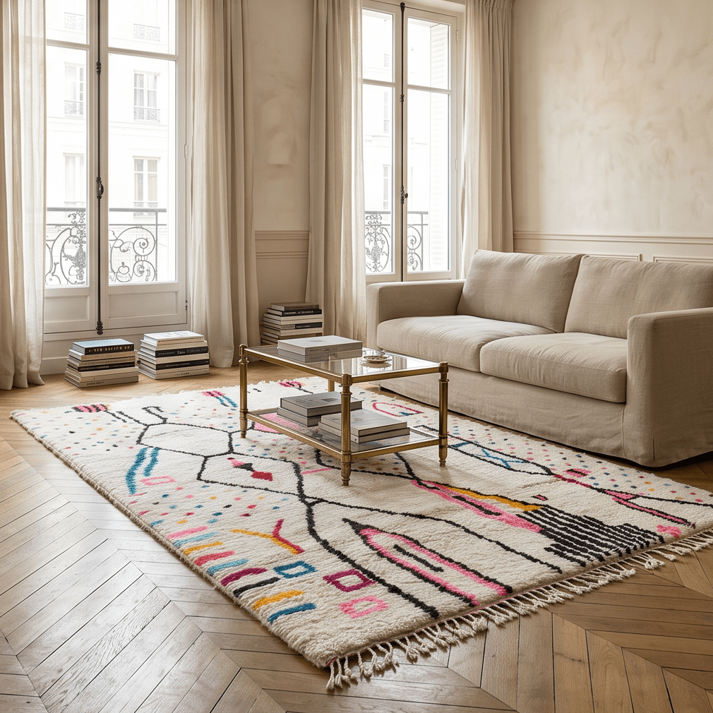 Grand tapis Azilal coloré 200x300 cm