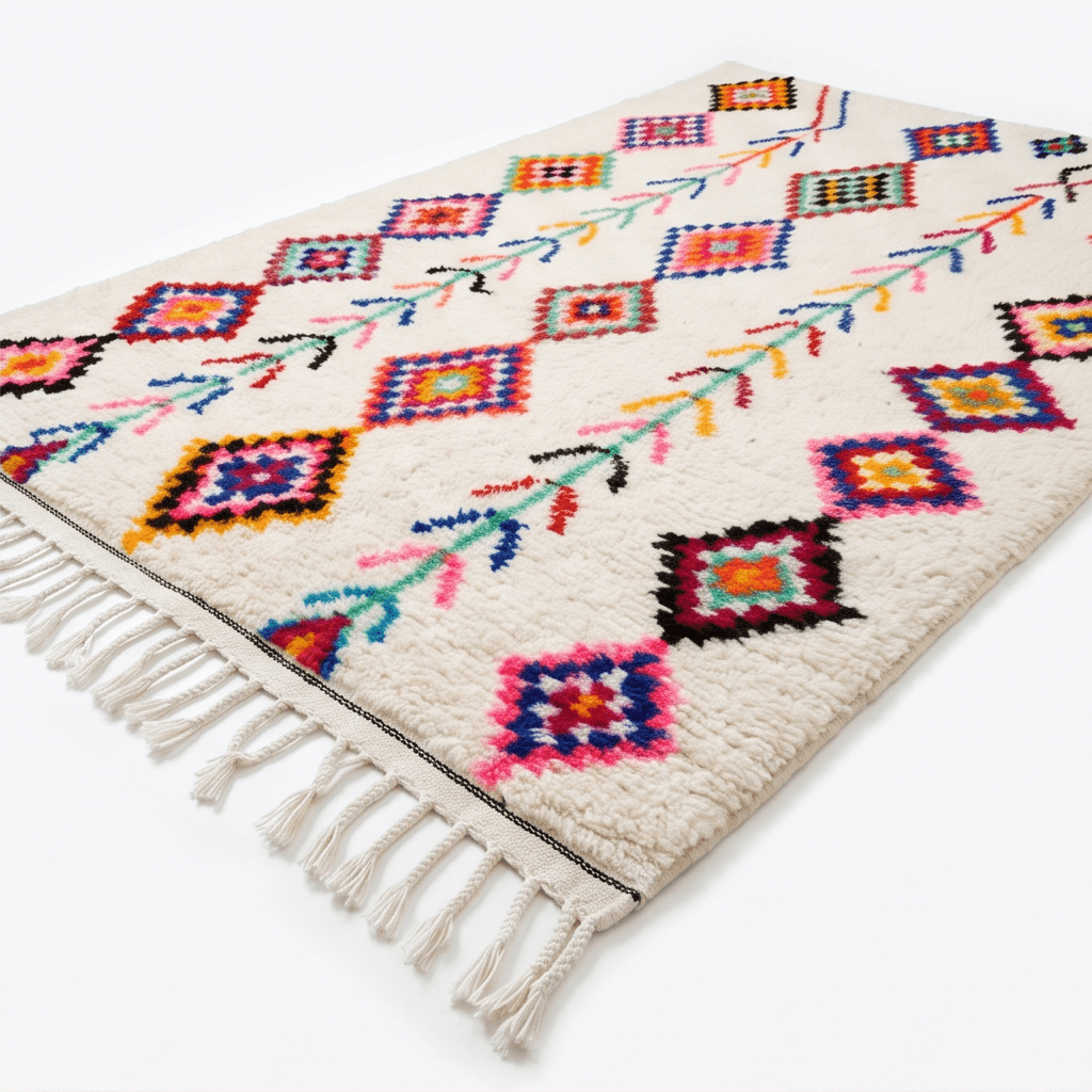 Tapis Azilal losanges et flèches multicolores