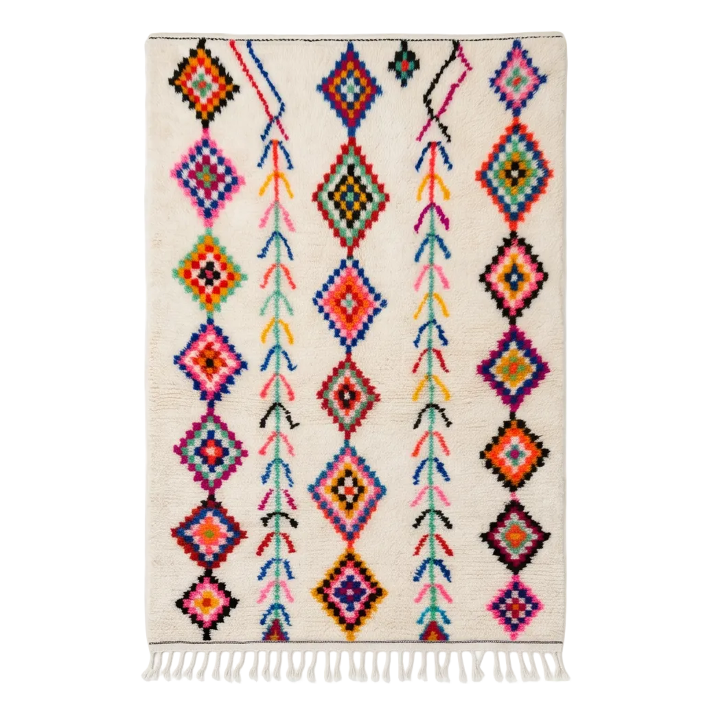 Tapis Azilal losanges et flèches multicolores