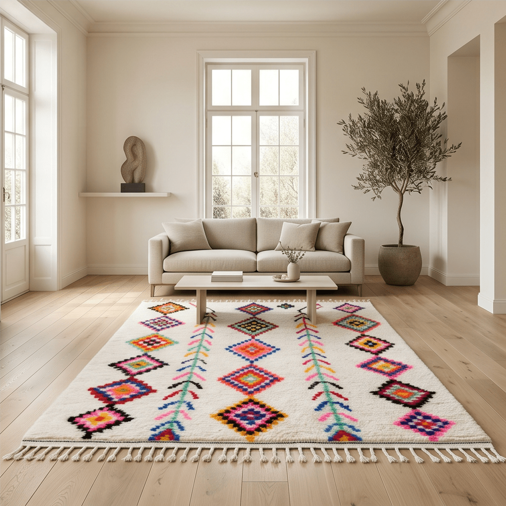 Tapis Azilal losanges et flèches multicolores