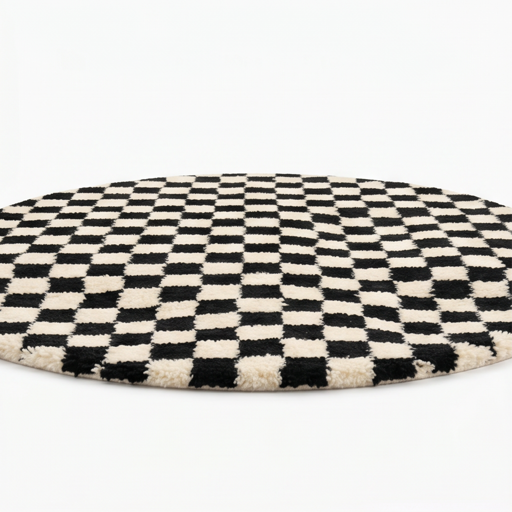 Tapis berbère rond damier - Sur mesure