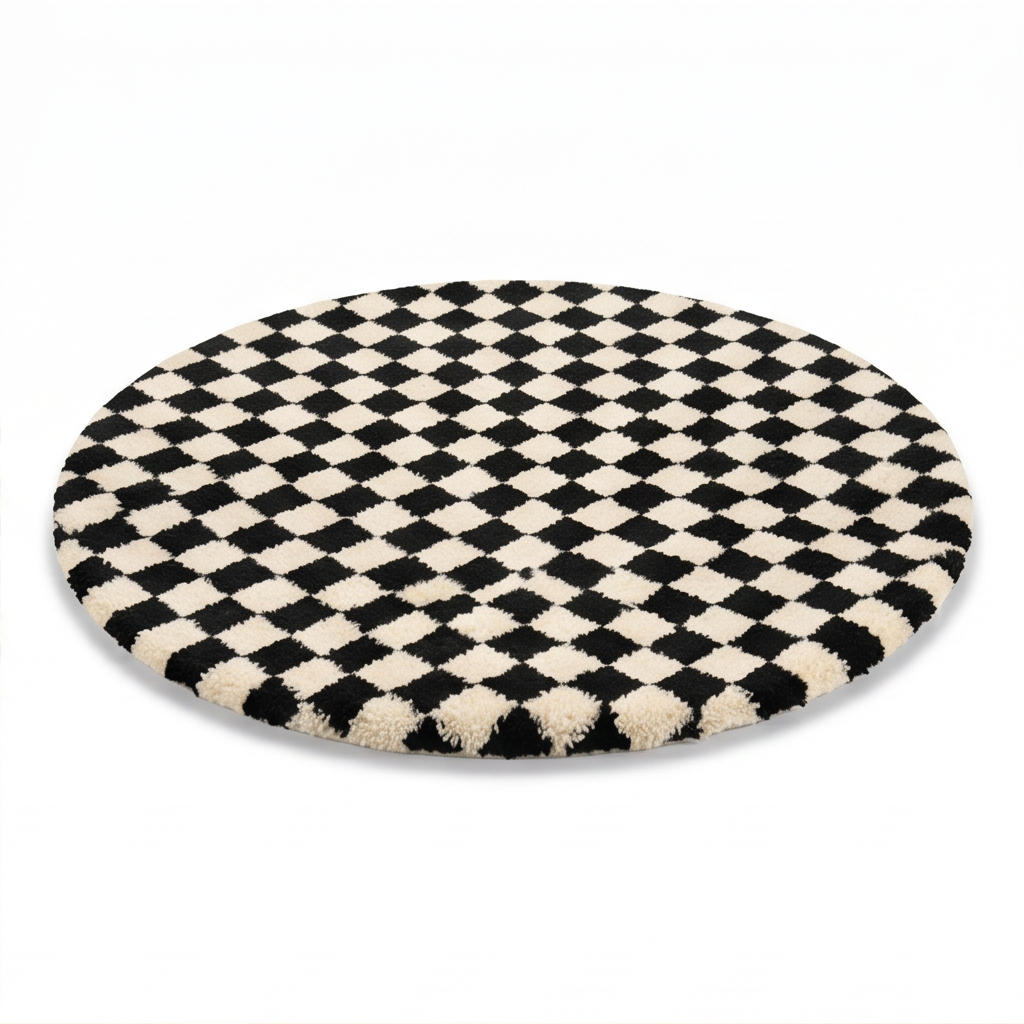 Tapis berbère rond damier - Sur mesure