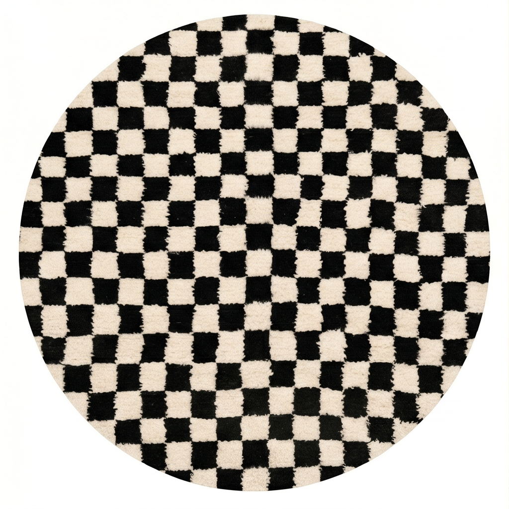 Tapis berbère rond damier - Sur mesure