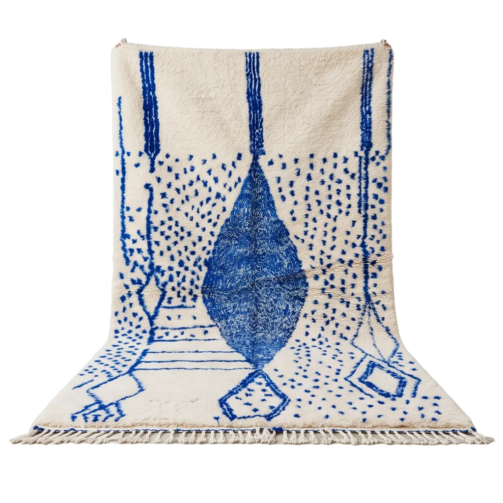 Tapis Azilal à médaillon bleu cobalt