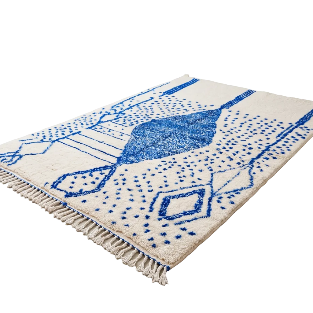 Tapis Azilal à médaillon bleu cobalt
