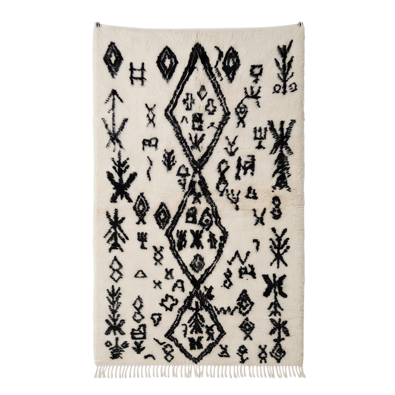 Tapis Azilal symboles tribaux noirs