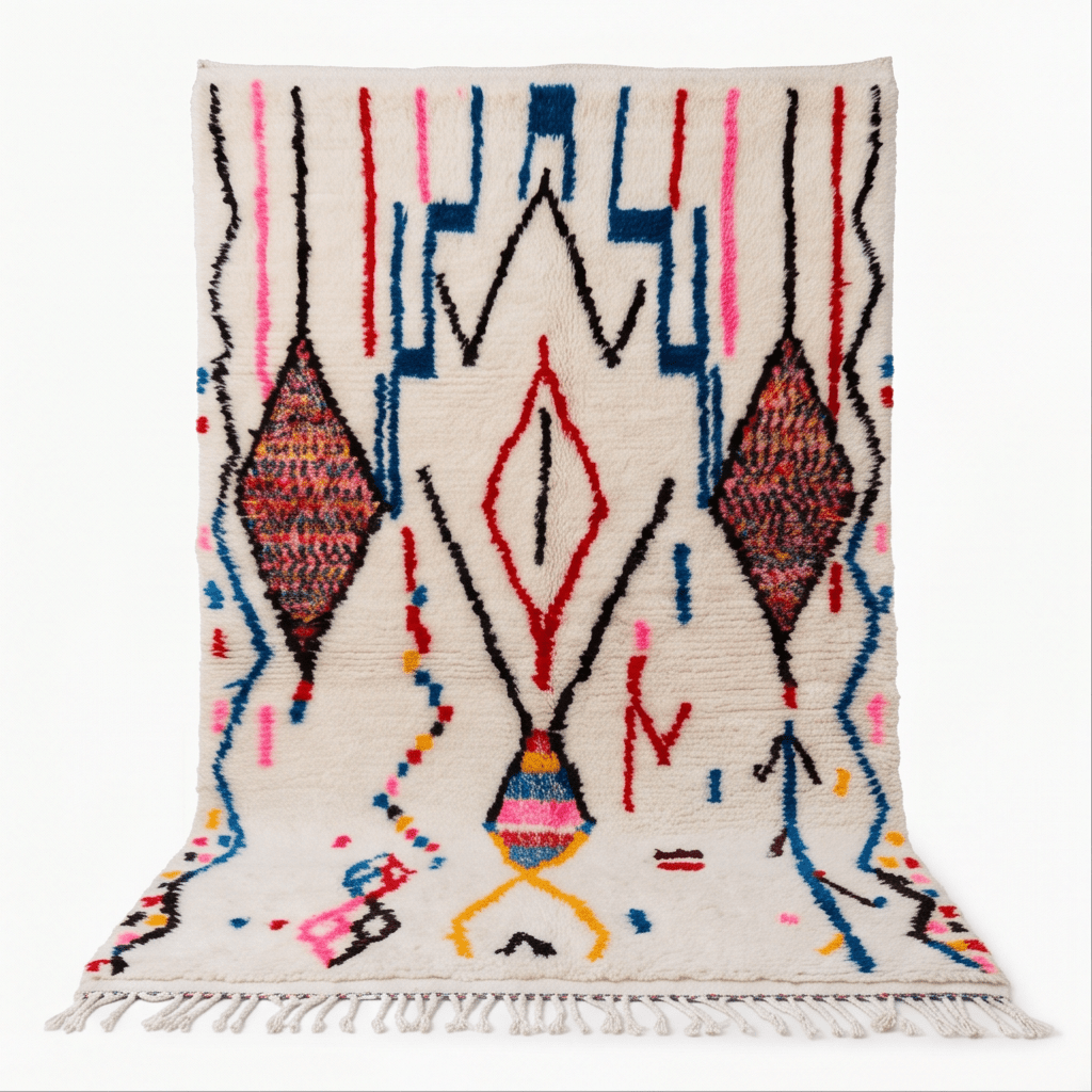 Tapis Azilal médaillons et motifs multicolores