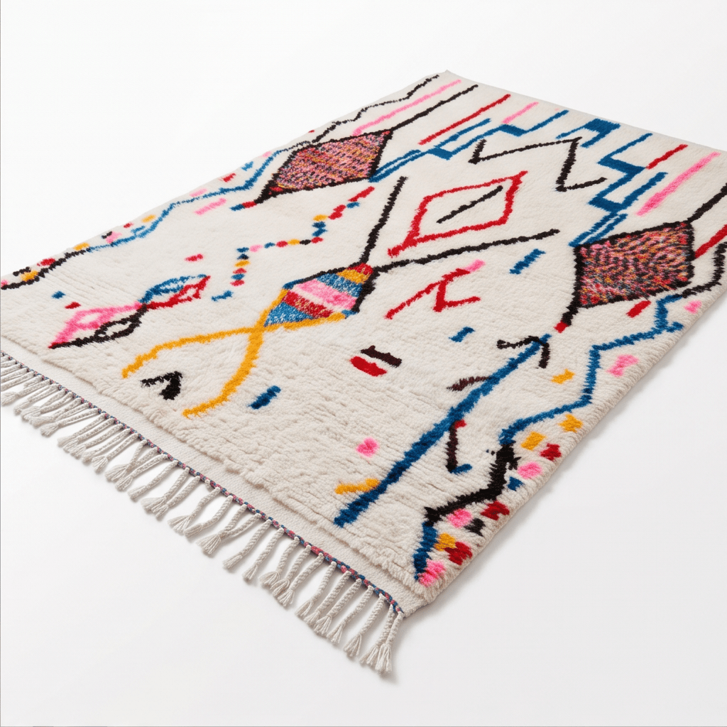 Tapis Azilal médaillons et motifs multicolores