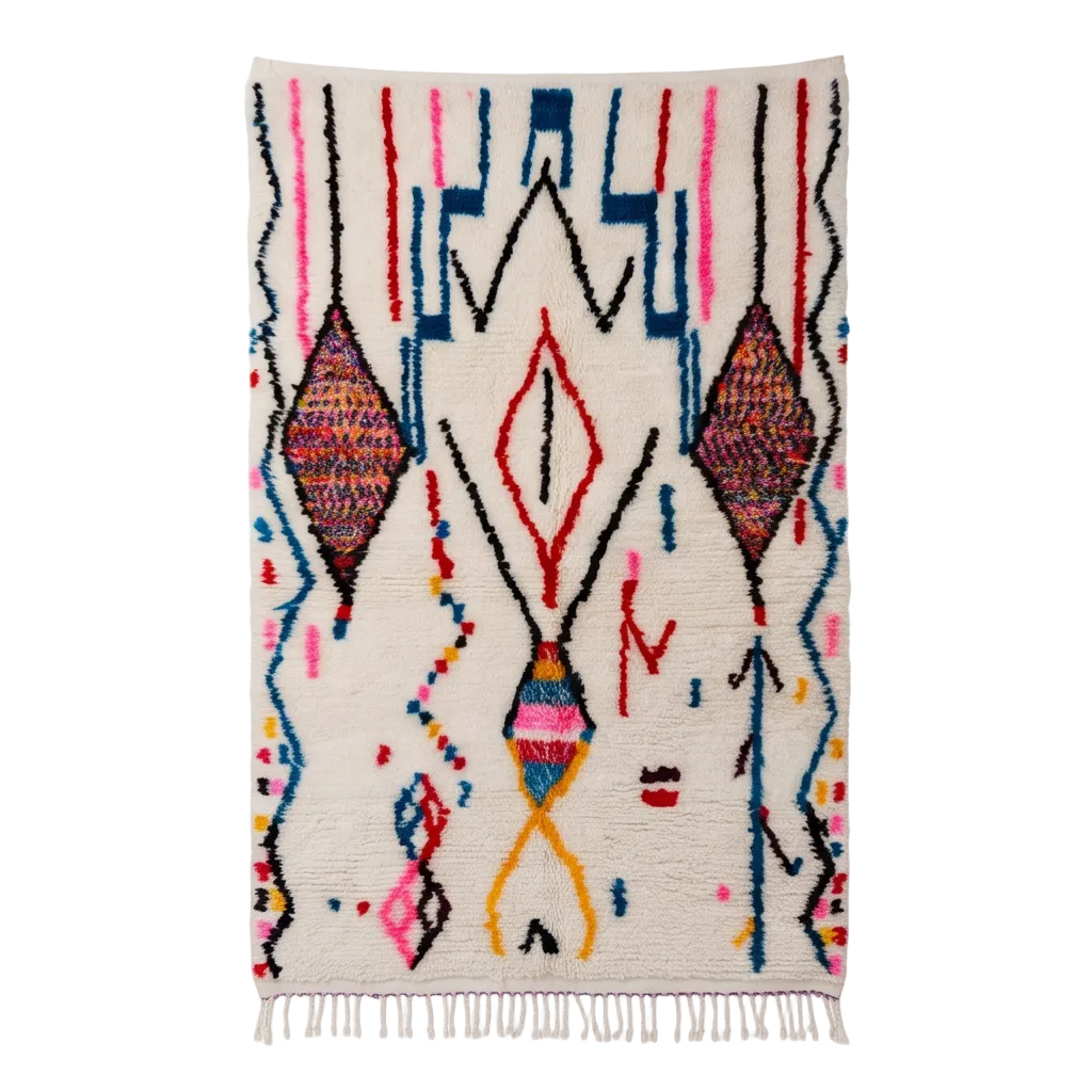 Tapis Azilal médaillons et motifs multicolores