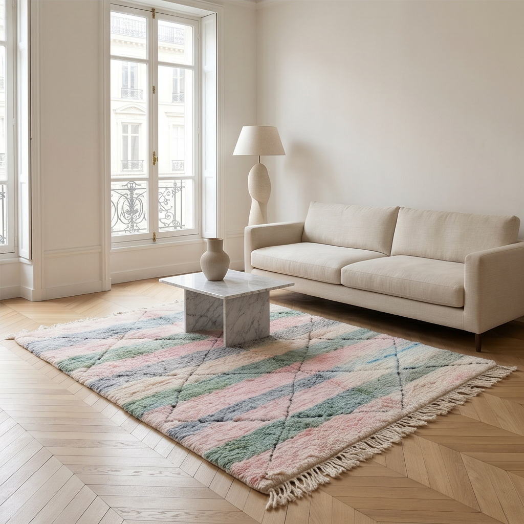 Tapis berbère doux pastel
