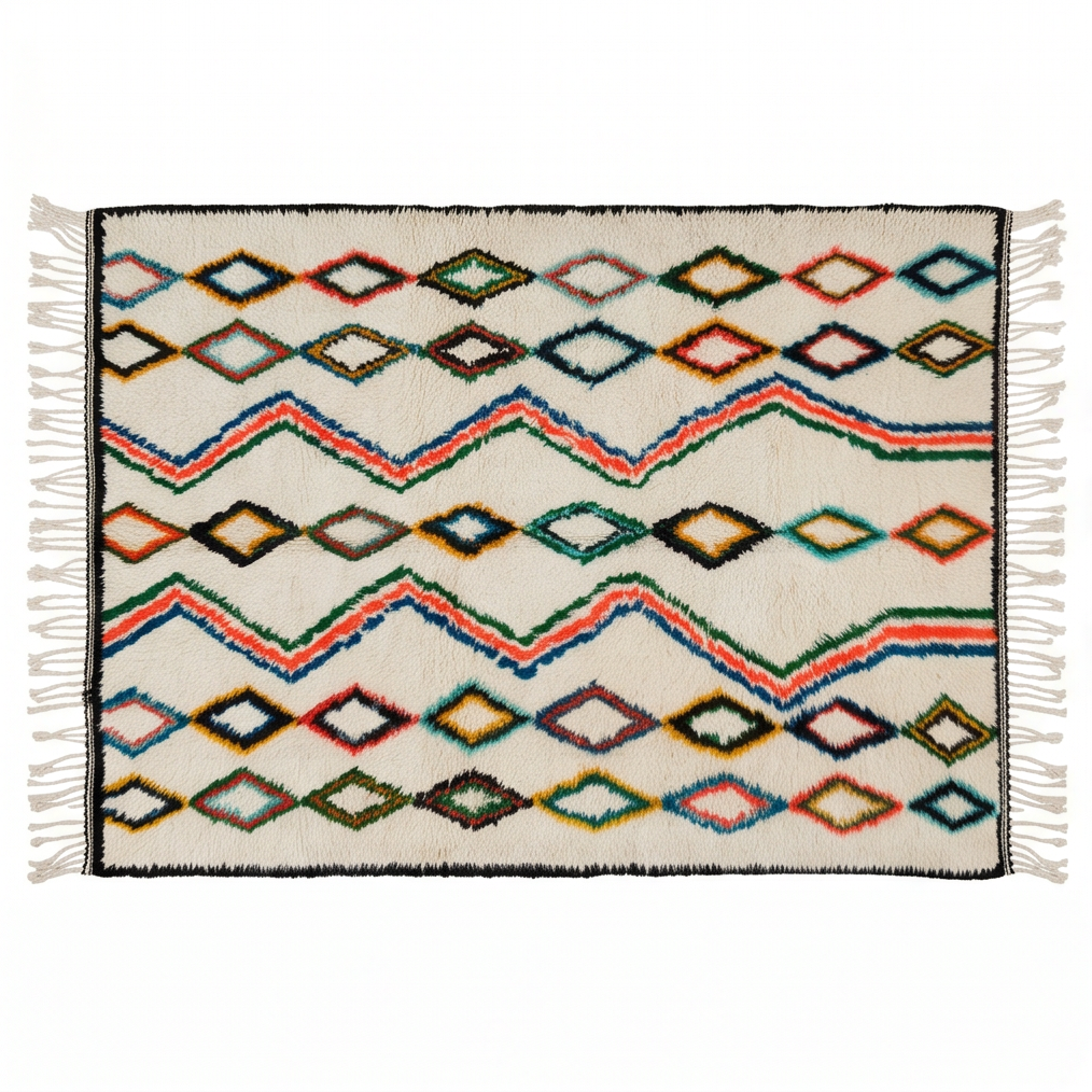 Tapis berbère à losanges multicolores