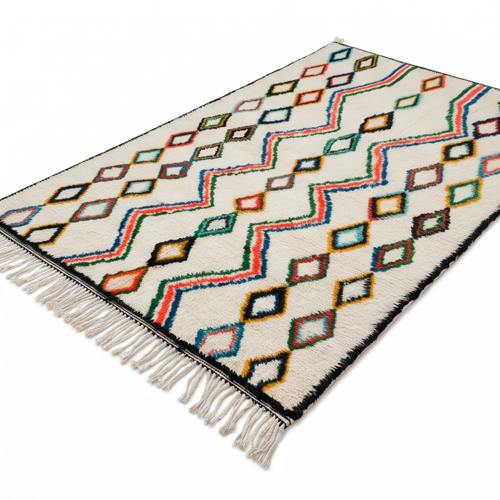 Tapis berbère à losanges multicolores