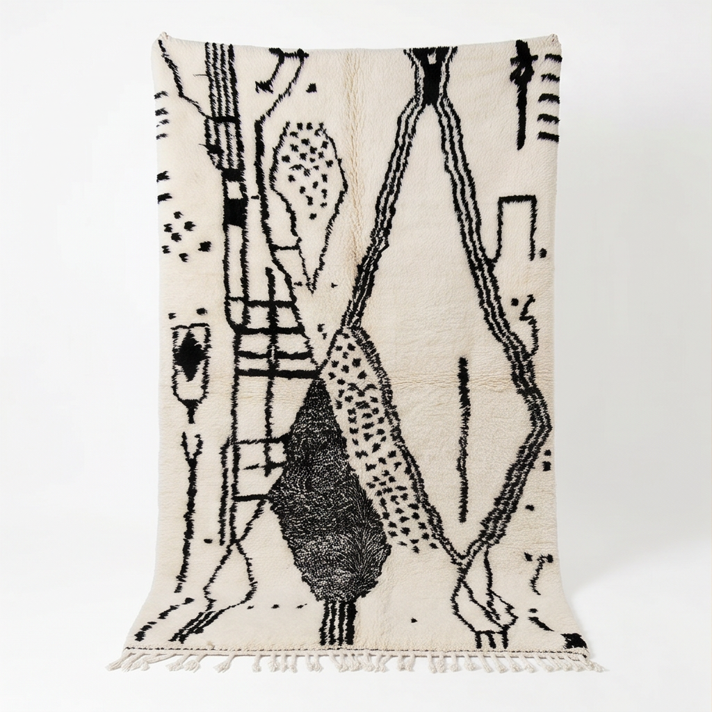 Tapis Azilal à grands motifs noirs