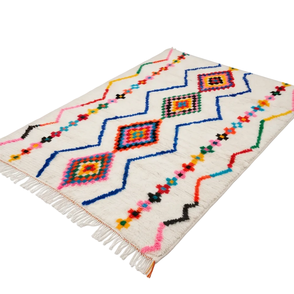Tapis Azilal losanges et zigzags multicolores